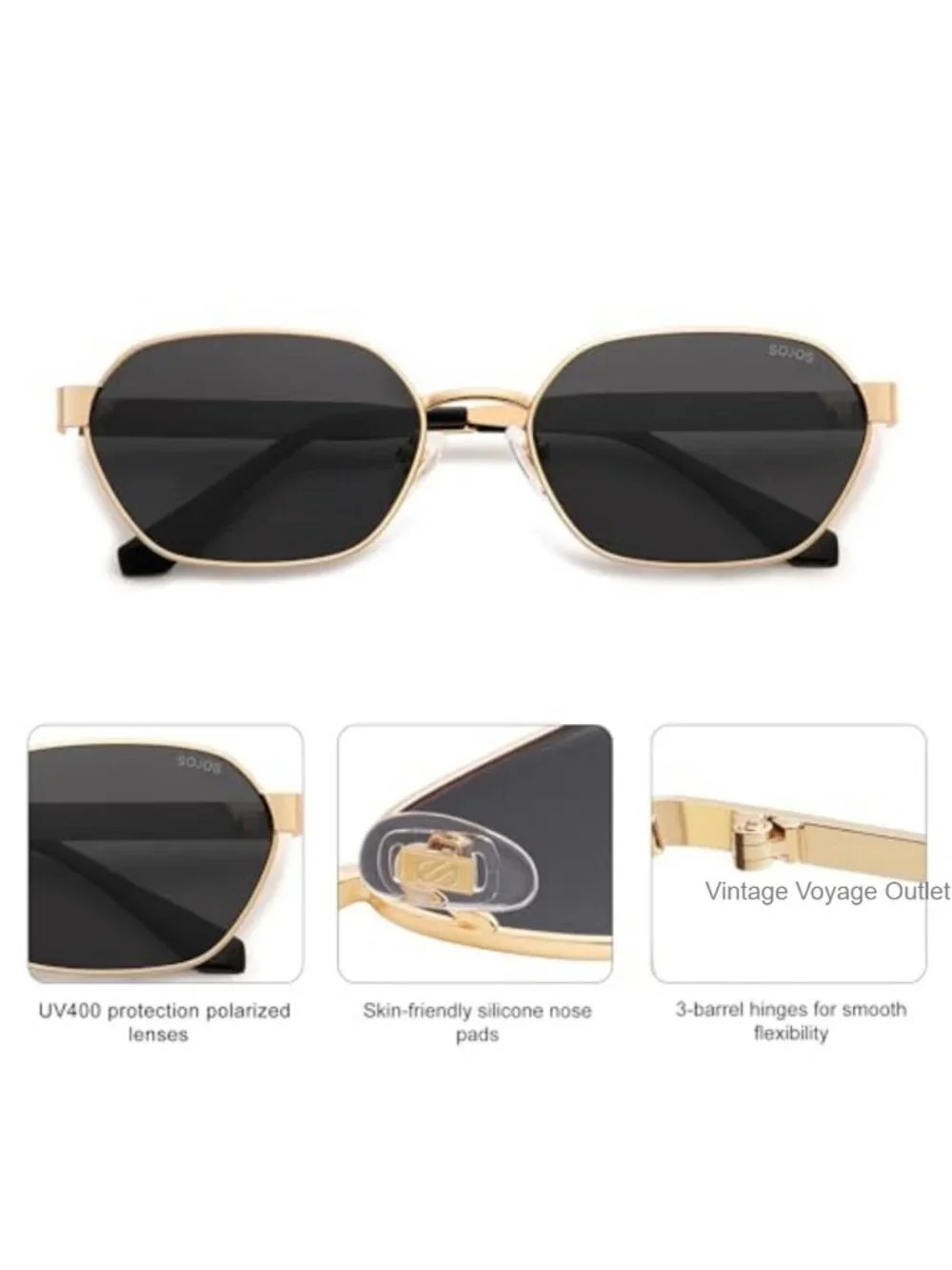Polarized Hexagon Metal Frame Sunglasses UV400 Protection Unisex